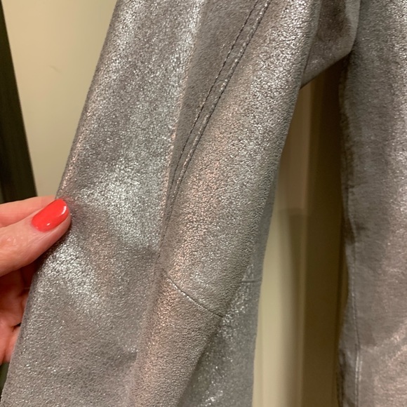 Chico’s all leather silver metallic jacket - Picture 6 of 8